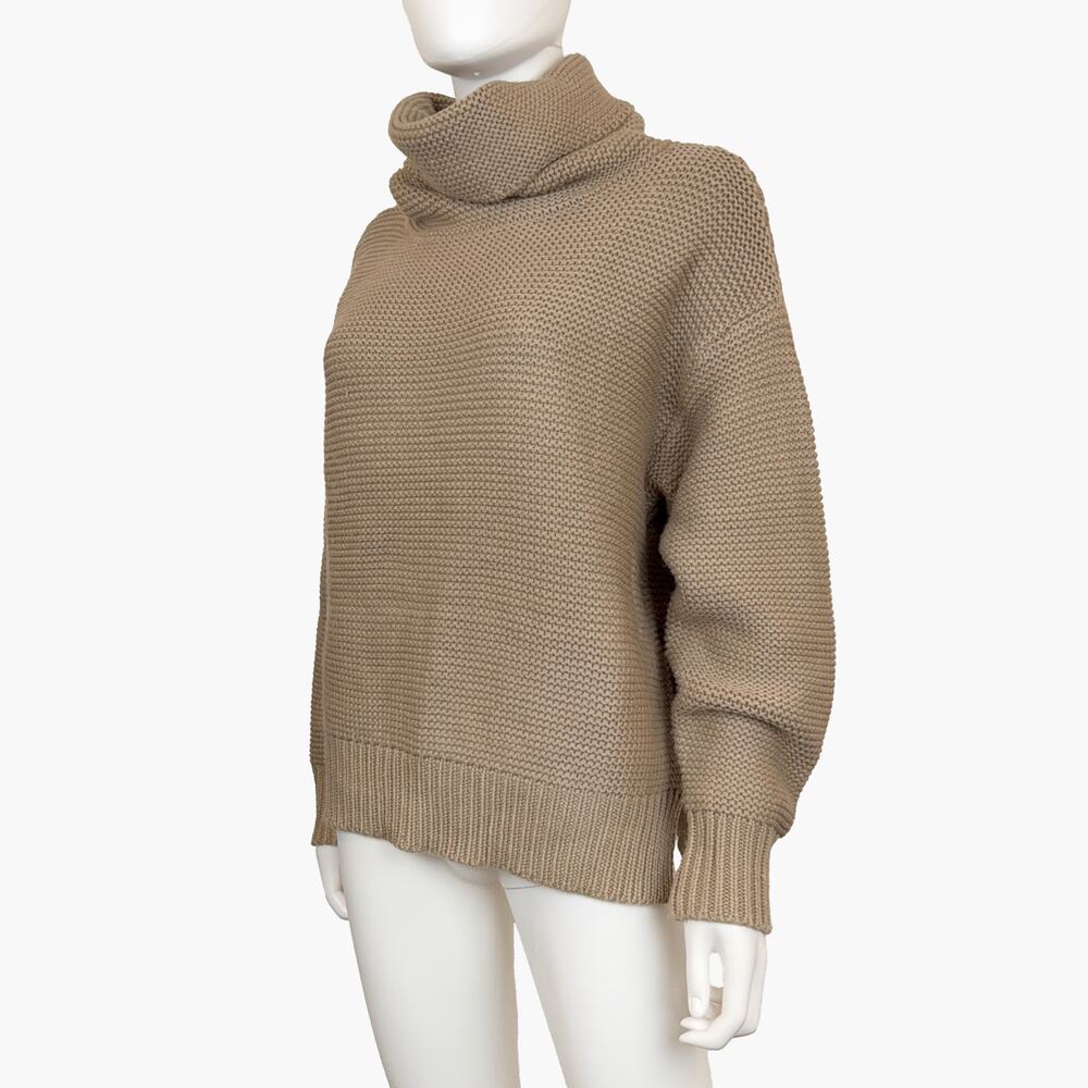 IN LOOM Oversized Chunky Knit Turtleneck Sweater (Taupe/Tan | Size S) - Picture 2 of 7